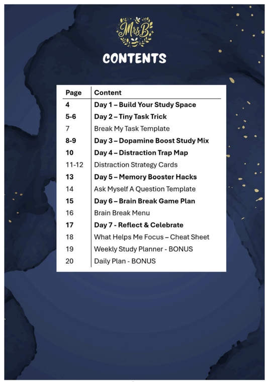 The ADHD-Friendly Study Toolkit (7 Day Focus & Confidence Challenge)